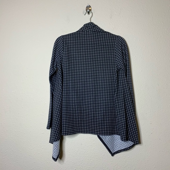 Bobeau Plaid Single Button Fleece Cardigan - Picture 4 of 5